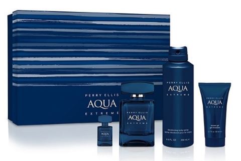 Estuche Perry Ellis Aqua Extreme Hombre 100ml EDT + 7.5ml EDT + Desodorante + Gel De Baño